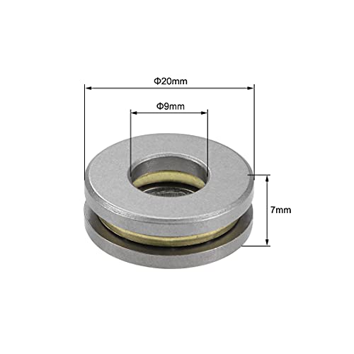 Uxcell A19110100UX0852 F9-20M Thrust Ball Bearings 9Mm X 20Mm X 7Mm Chrome Steel Single Direction 2Pcs thumb #2