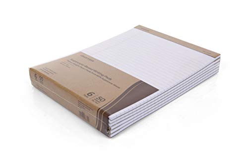 Mintra Office Blocos de escrita reciclados pacote com 6 (branco, pautado largo (21,5 cm x 27,9 cm)