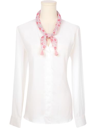 Women's Floral Printed Square Scarves, 23.6X23.6 Flowers Tassel Gauze Headscarf Neckerchief2