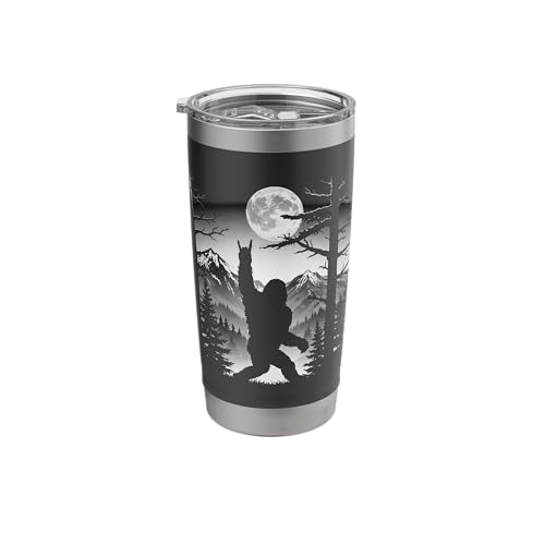 Bigfoot Rock On Moon Forest Sasquatch Yeti Rock And Roll Stainless Steel Insulated Tumbler