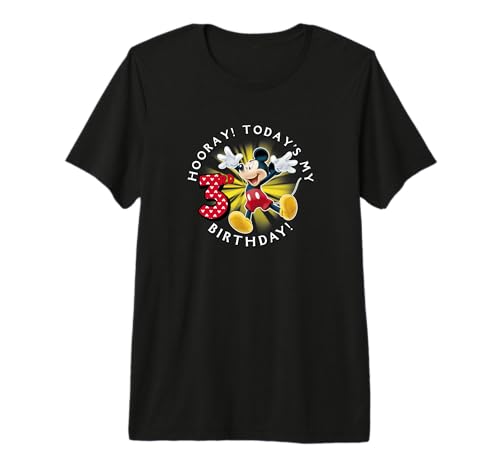 T-shirt 3 ans Mickey Mouse Disney Premium Hooray Today's My 3rd Birthday