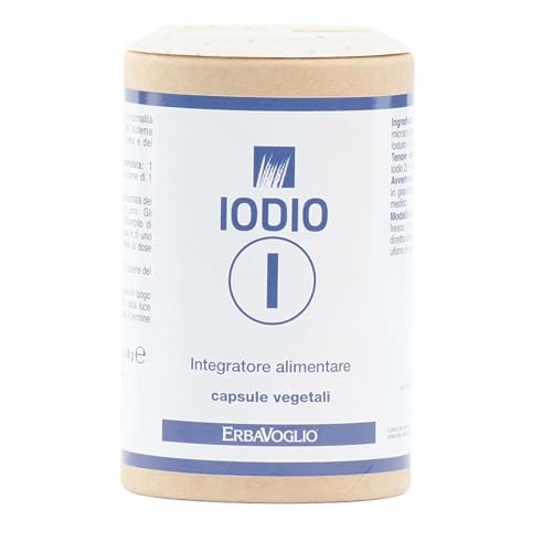 Erbavoglio Iodio da Ioduro di Potassio - 60 Capsule - Integratore alimentare - Utile per il metabolismo energetico, la tiroide, l’equilibrio del sistema nervoso e le funzioni cognitive.