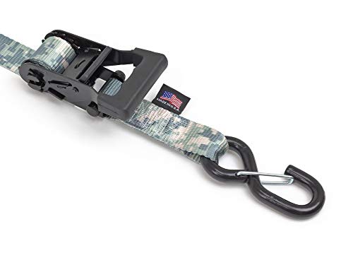 Powertye 1.5In X 8Ft Digital Camo Ratchet Kit With Black Ratchet, Latch Hooks, And Soft-Tye - Made In Usa - 800 Lb. Working Load Limit / 2,400 Lb. Breaking Strength #TOP3