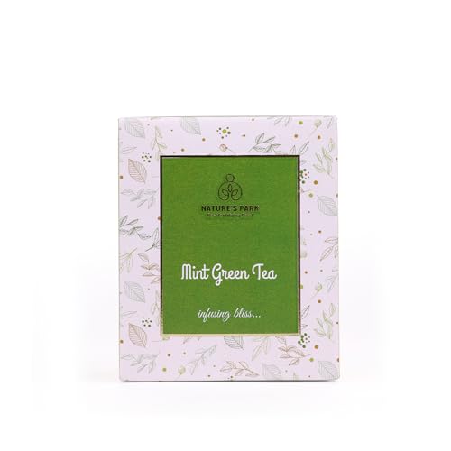 Image of Nature's Park Mint Green Tea - 20 Premium Tea Bags - Cool & Refreshing - Made with 100% Loose Leaf & Mint - Peppermint Herbal Tea 150g
