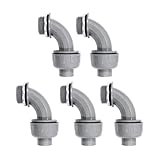 Wocloer 1-1/4 inch Liquid Tight Connector 90 Degree PVC Flexible Conduit Connector UL Listed Conduit Fittings（5 Pack）