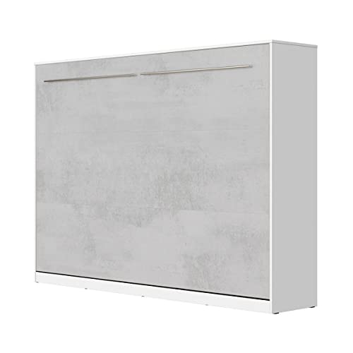 SMARTBett Schrankbett Standard 90x200 120x200 140x200 160x200 Bettschrank Wandbett Weiss/Beton 140 Horizontal