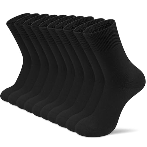 Amutost Black Socks for Women – Non-Slip Heel, Breathable & Moisture-Wicking,5-Pack Anti-Slip for Workouts,Casual,Durable Washable Design