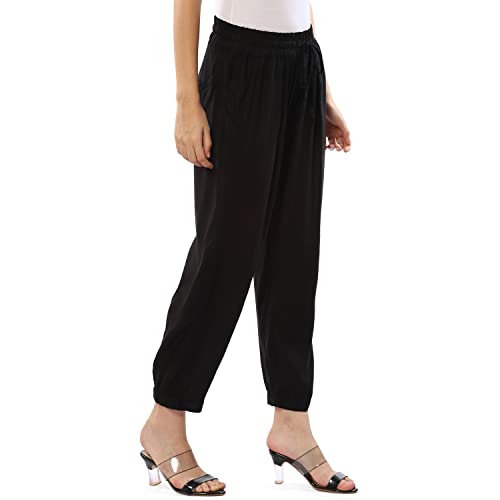 Image of BIBA Women Viscose Regular Solid Pants
