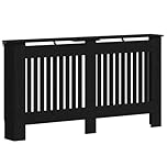 vidaXL Radiator Cover Black Oak 152 x 19 x 81.5 cm Engineered Wood, Modern Rectangular Radiator Cover, Decorative Heat Shield, Engineered Wood Decor, Child Safety Design for Home Heating