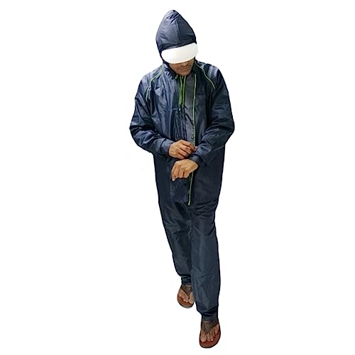 Image of Men's Waterproof Raincoat or Rainsuit Set - Includes Top and Bottom, Adjustable Hood, Inner Mobile Pocket, and Storage Bag - Polyester Reversible Double Layer Design
