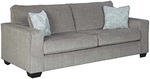 Signature Design by Ashley Altari Modern Queen Sofa Sleeper with 2 Accent Pillows, Light Gray