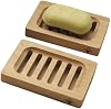 Portajabón de Bambú – Paquete de 2 Autodrenantes para Ducha – Bandeja de Madera de Bambú Natural para Baño con Drenaje – Sostenedor de Madera para Cocina, Baño, Lavabo 2
