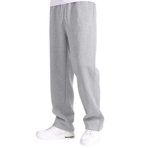 Baggy Sweatpants for Boys Fleece Straight Leg Open Bottom Sweat Pants Casual Elastic Waist Joggers Pants with Pockets