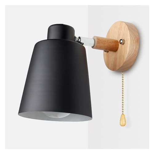 Lampe de chevet interrupteur applique en bois jaune E27 orientable