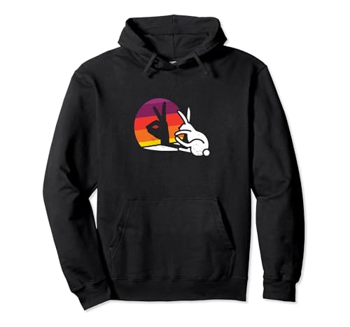 Figura de conejo de mano de conejo, marioneta de sombra vintage retro Sudadera con Capucha