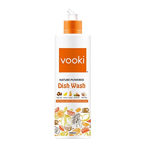 Vooki Nature Powered Natural Dish Wash Gel, No Preservatives, No Synthetic Colors - 500 ml (Pack of 1)