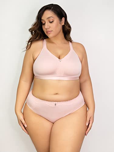 Curvy Couture Women's Plus Size Cotton Luxe Unlined Wire-Free Bra, Blushing Rose, 34H #TOP6