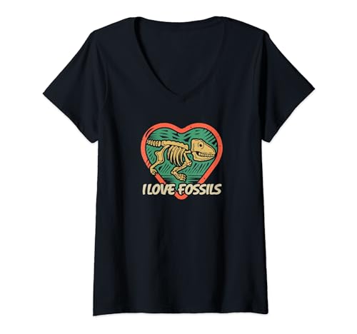 Mujer I Love Fossils Awesome Archeology Tees Dinosaur Bones Gear Camiseta Cuello V