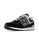 Hecho de exterior de gamuza New Balance 574, Zapatillas, Black White EVB, 35.5 EU