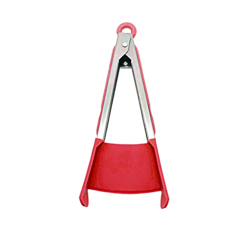 Easter Day Creative Food Holder 2 In 1 Spatula And Tongs Multifunctional Non-Stick Silicone Spatula Kitchen Food Grade Heat Resistant Stainless Steel Frame(Red 9 Inches) #TOP23