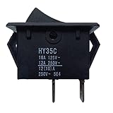 HY35C On/Off 2 Prong Plug Button Switch fits Household Electrical Appliances (125V/16A 250V/12/10A) for Rocker Switch Arc Push-Key Switches