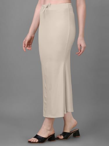 Image of Women's Saree Shapewear Petticoat, Cotton Blend Stretchable Mermaid Skirt, High Waist Tummy Control, Smooth Curve Fit with Adjustable Drawstring