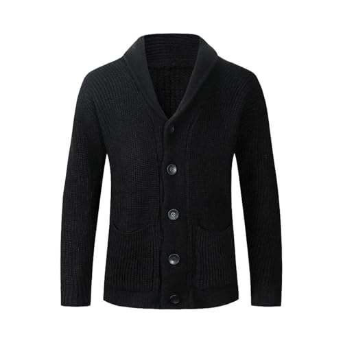 Men's Sweaters Turn Down Collar Knitted Cardigan Solid Single Breasted Casual Knitwear Sweatercoat