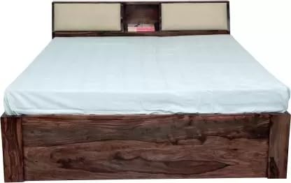 Image of Solid Wood King Bed (Finish Color - Walnut, Delivery Condition - DIY(Do-It-Yourself))