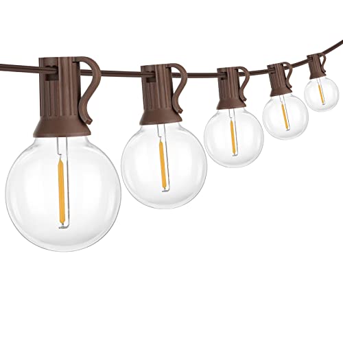 Mlambert 50Ft Outdoor String Lights, G40 Globe Patio Lights with 25+2 Waterproof LED Hanging Plastic Bulbs for Gazebo Pergola Cafe Bedroom-Brown Wire by Mlambert - Used condition - Image 7