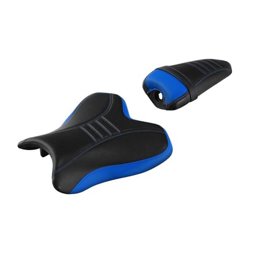 Selle moto pour YZF R1 2015-2024 coussin passager et conducteur noir et bleu