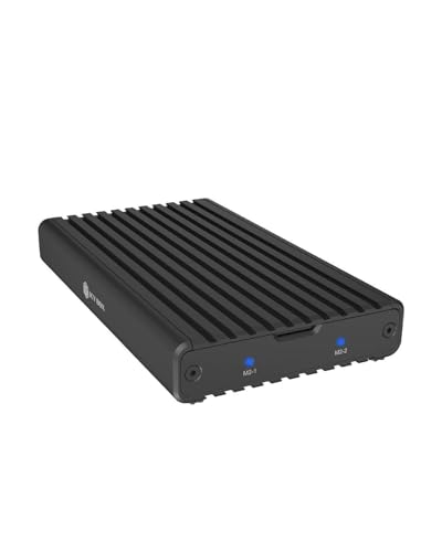 Icy Box 2 Puertos M.2 SSD / NVMe, USB 3.2 Gen 2 (20 Gbps), Sistema de refrigeración, Soporte Dual PCIe Gen 3x2, USB-C, M-Key, Externo, Adaptador NVMe, Aluminio, Negro