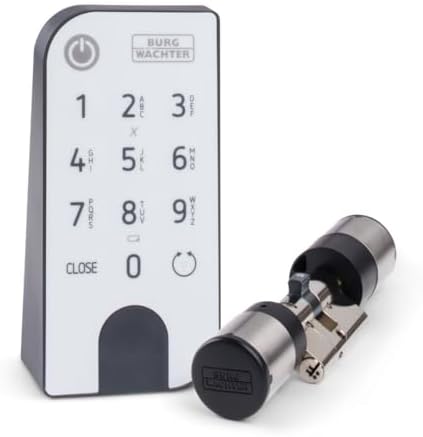 BURG-WÄCHTER Elektronisches Türschloss, Zylinder und Keypad, Öffnung mit App, Pincode oder Funkschlüssel, ENTRYeasy 7601 PIN, Schwarz/Edelstahl Tastenfeld