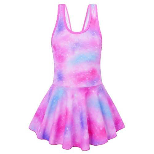 Image of Akokvlar Girl One Piece Swimsuit with Skirt Bathing Suit Swimwear 3-16Y