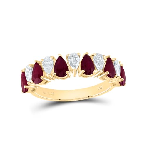 Jewels By Lux 14kt Yellow Or White Or Rose Gold 5/8 Cttw Diamond Ana M and 1 5/8 Cttw Pear Natural Gem Wedding Engagement Anniversary Ring, Women Size: 5-9