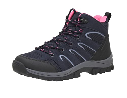 CUSHIONAIRE Bixton Womens Hiking Boots, Lightweight Waterproof Hiking Shoes for Women with Durable Traction Outsole, Navy 10