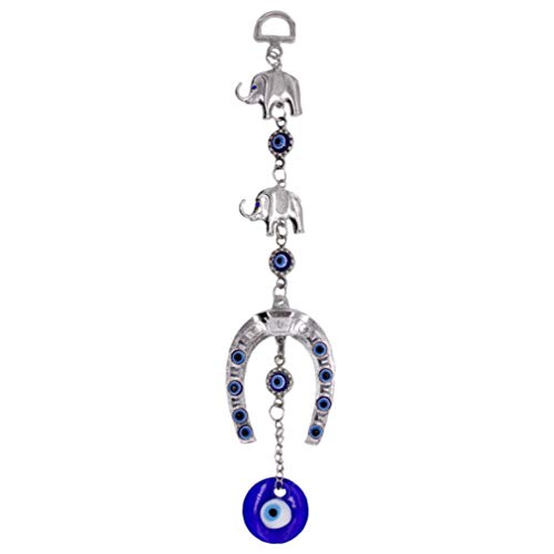 Veemoon Blue Evil Eye Wall Hanging Ornament Lucky Horseshoe Elephant Turkish Nazar Beads Evil Eye Protection Charm Good Luck Amulet Feng Shui Decorations for Blessings