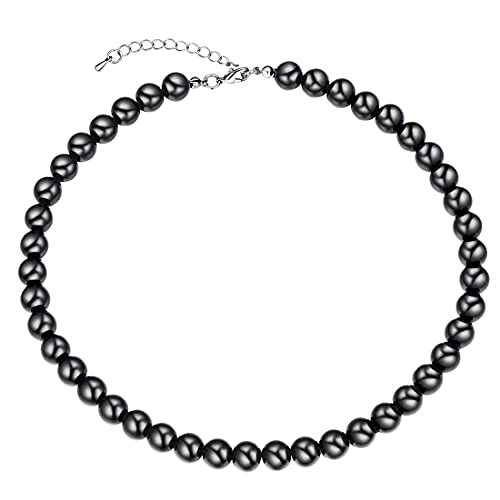 Women Choker Necklace Black Pearl Strand 18 Inches