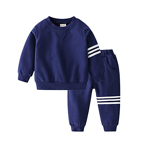 Ensemble De 2 Pièces Pour Garçon Sweat-shirt Et Pantalon En Coton Avec Lettres Brodées Survêtement De Sport Automne Noir Noir - Prêt-à-Porter