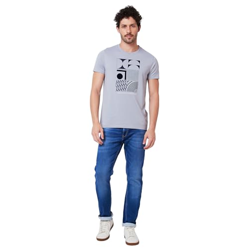 Image of Spykar Men's Slim Fit Round Neck Half Sleeve Solid Casual T-Shirt
