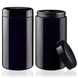 2 Pack Black Ultraviolet Glass Jar Empty Airtight Storage Jar UV Protection Refillable Containers Jar Smell Proof Glass Bottle For Coffee Tea Spices Herbs Cosmetics And More (500ml/16.7oz)
