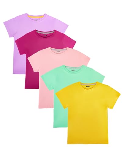 Nutria T-Shirt Enfant 100% Coton Lot de 5 Tee Shirt Garçon et Fille Manches Courtes Top d'été...