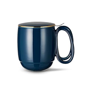 ZENS Teetasse mit Deckel und Sieb, 480ml Große Teebecher Geschenke, Blau