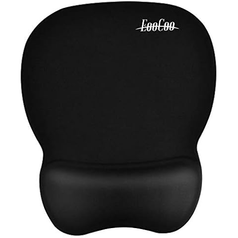 Ergonomic Gaming Mouse Pad with Wrist Support Gel Rest for Laptop at Internet Cafe, Home & Office, Non-Slip Silicone Base Mouse Mat MP02BL - Black Cover