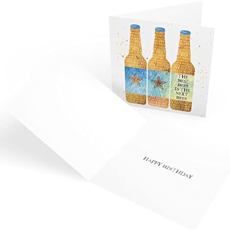 The Heritage Press Birthday Card with Envelope for Him 'Cold Beers' - Eco-friendly - Made in UK - 150X150mm