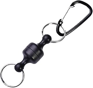 1Pcs Black Fishing Strongest Magnetic Net Release Magnet Clip Holder Retractor, Quick Release Keychain with Super Strong Magnet, Fly Tying Equipment Fly Fishing Magnetic Buckle Fishing Equipment