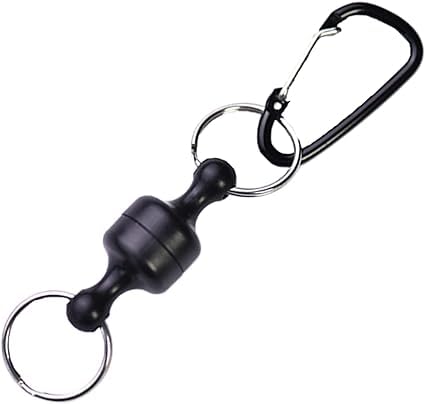1Pcs Black Fishing Strongest Magnetic Net Release Magnet Clip Holder Retractor, Quick Release Keychain with Super Strong Magnet, Fly Tying Equipment Fly Fishing Magnetic Buckle Fishing Equipment