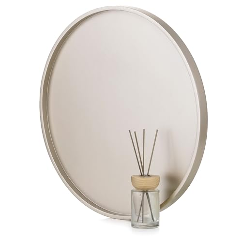 Hanobe Large Ottoman Serving Tray: 18” Gold Round Decorative Coffee Table Trays Wooden Big Circle Farmhouse Centerpiece Home Decor Living Room Organizer by Hanobe - Used condition - US$28.67