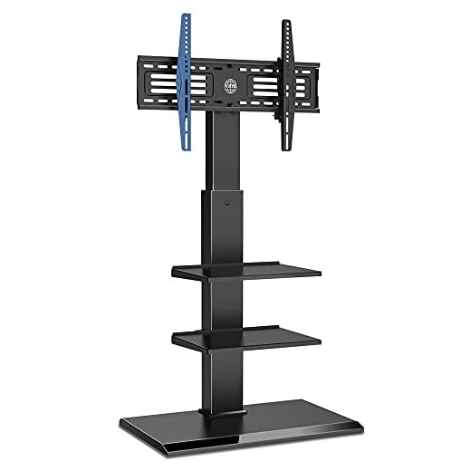 FITUEYES Högt TV-stativ för 32-65 tums konsol TV-stativ med svängbar lutningsmontering järnbas höjd justerbara hyllor rymmer 40 kg svart FT-S3601MB