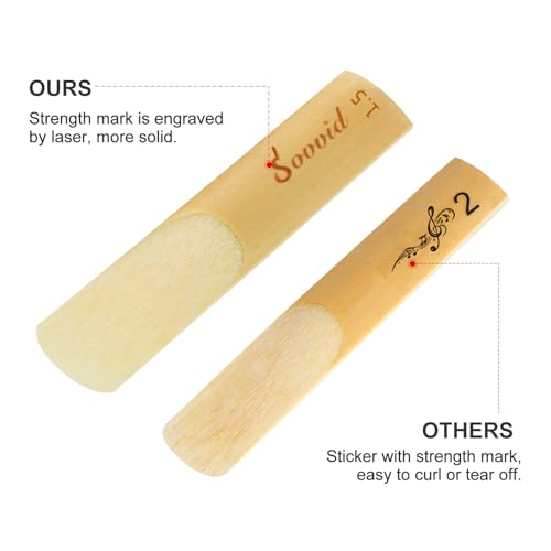 Image of 10 Pack Professional Alto Saxophone Reeds with Plastic Box, Strength 1.5 Alto Sax Reeds, Laser Engraved Marking & Thinner Reed Tip for Easy of Play, Traditional Reeds for Saxophone Alto