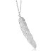 Geerier Simple Silver Metal Chain Pendant Feather Necklace